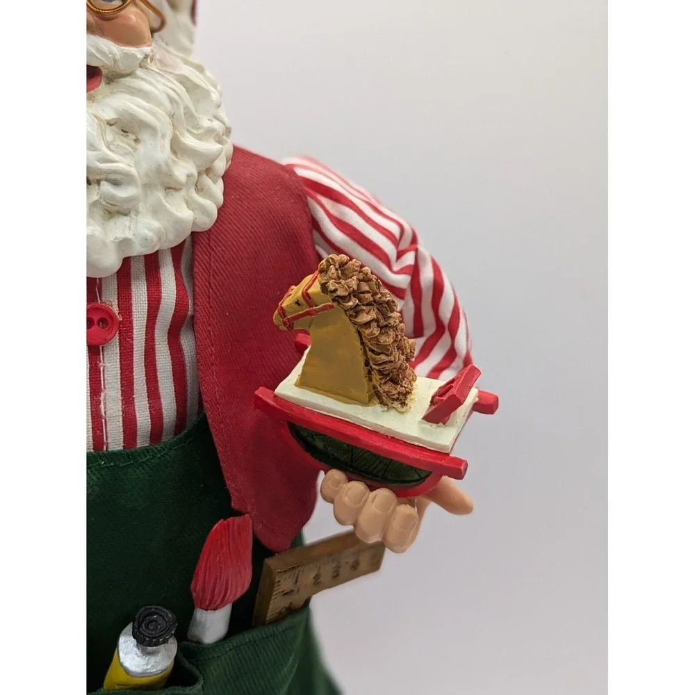 Fabric Mache Santa Toymaker Rocking Horse Paint Apron Visor 10.5